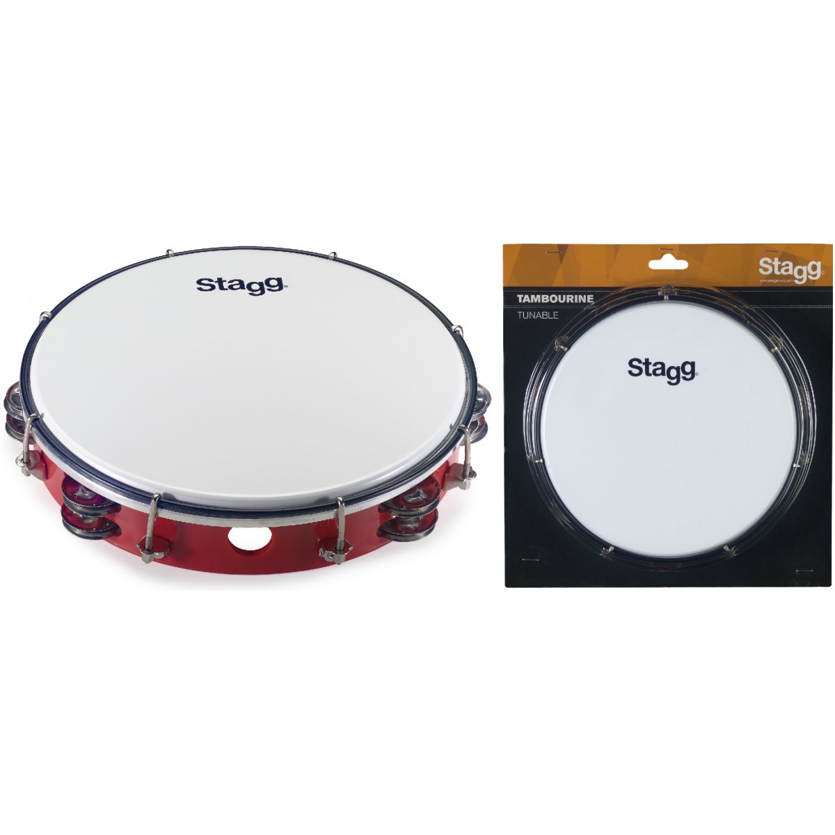 Stagg TAB-210P/RD, tamburína laditelná červená, 10“