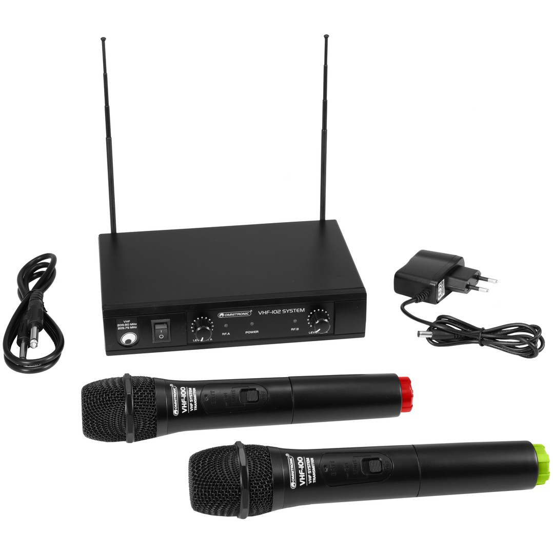 Fotografie Omnitronic VHF-102, 2-kanálový bezdrátový mikrofonní set 215.85/207.55 MHz