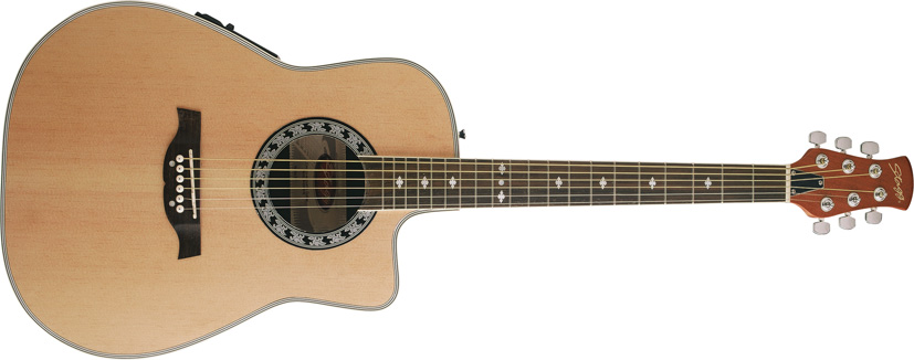Elektro-akustická kytara typu Ovation s nízkým tělem s výkro