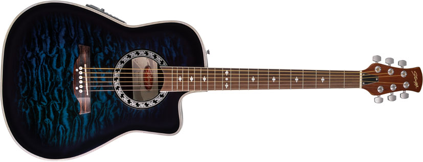 Stagg A4006-BLS Elektro-akustická kytara typu Ovation s nízkým tělem s výkro