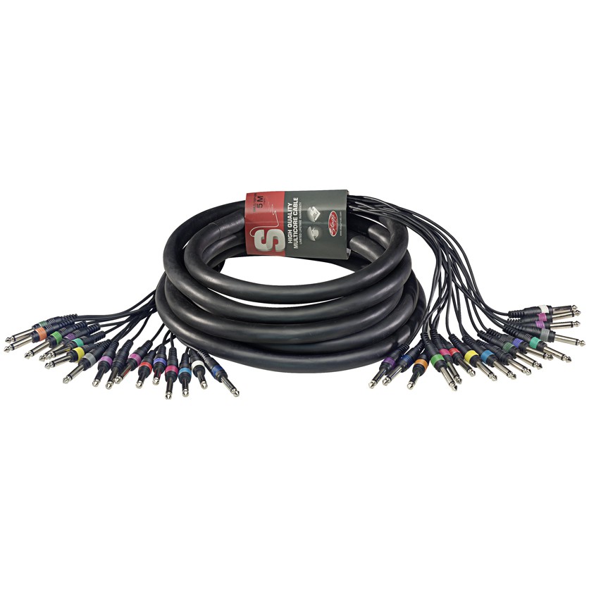 Vícežilový kabel, 16 x mono jack/16 x mono jack, 5 m