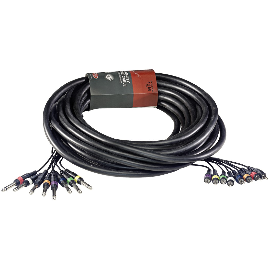 Vícežilový kabel, 8 x jack/8 x RCA, 15 m