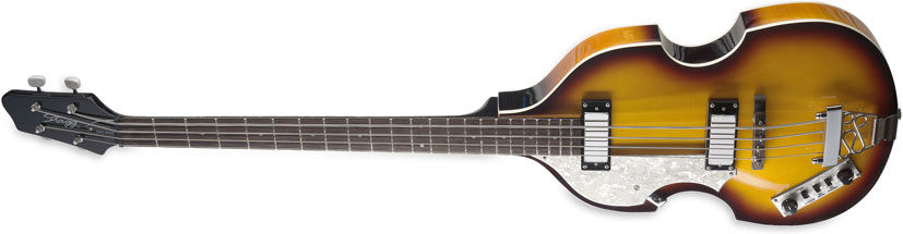4-strunná elektrická baskytara, tvar houslí, pro leváky