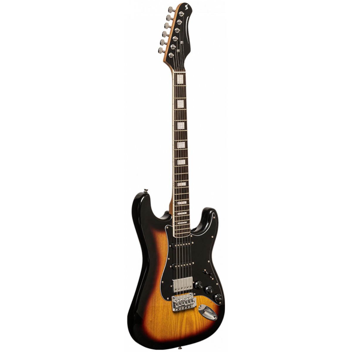 Fotografie Stagg SES-30 BK 3/4 LH, elektrická kytara levoruká, černá