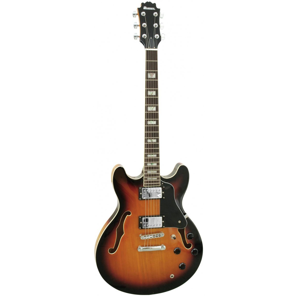 Dimavery SA-610, kytara semiakustická, stínovaná tmavá