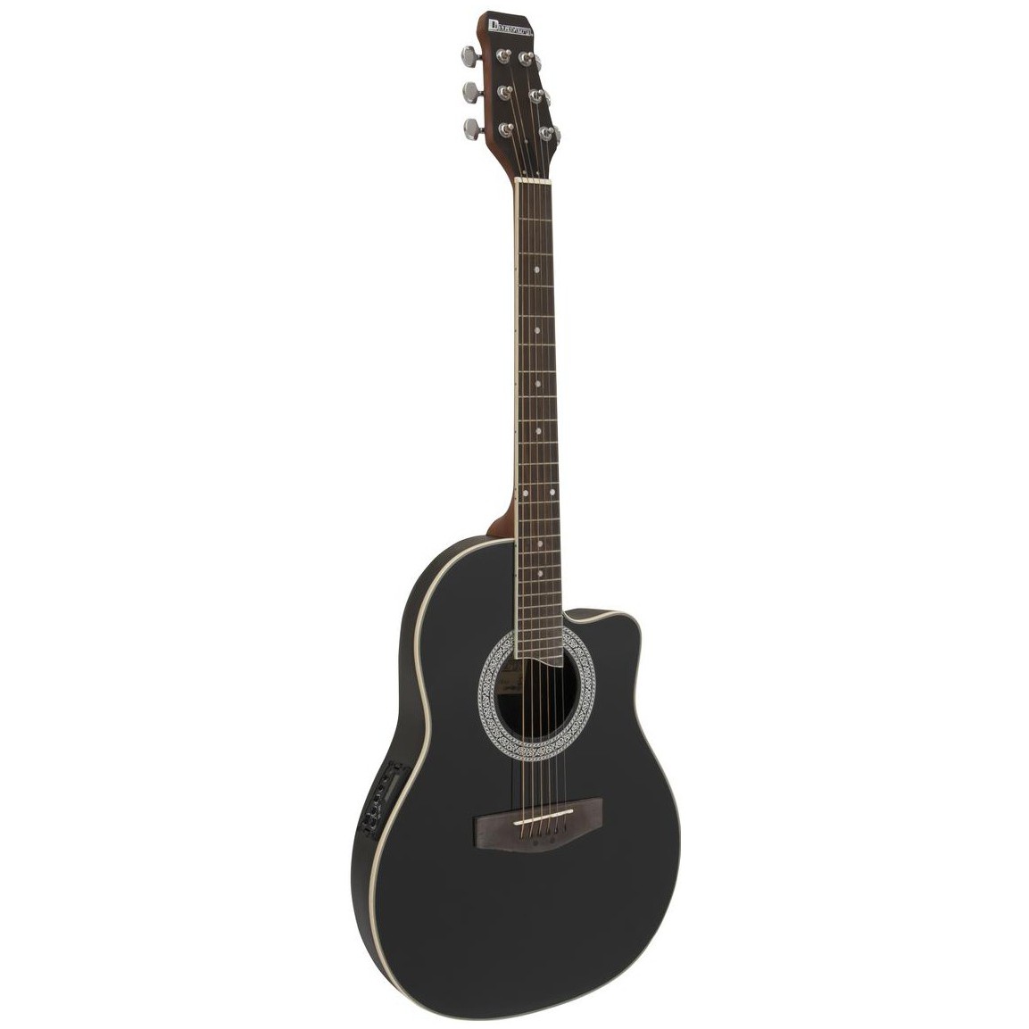 Dimavery RB-300, elektroakustická kytara typu Ovation, černá žíhaná