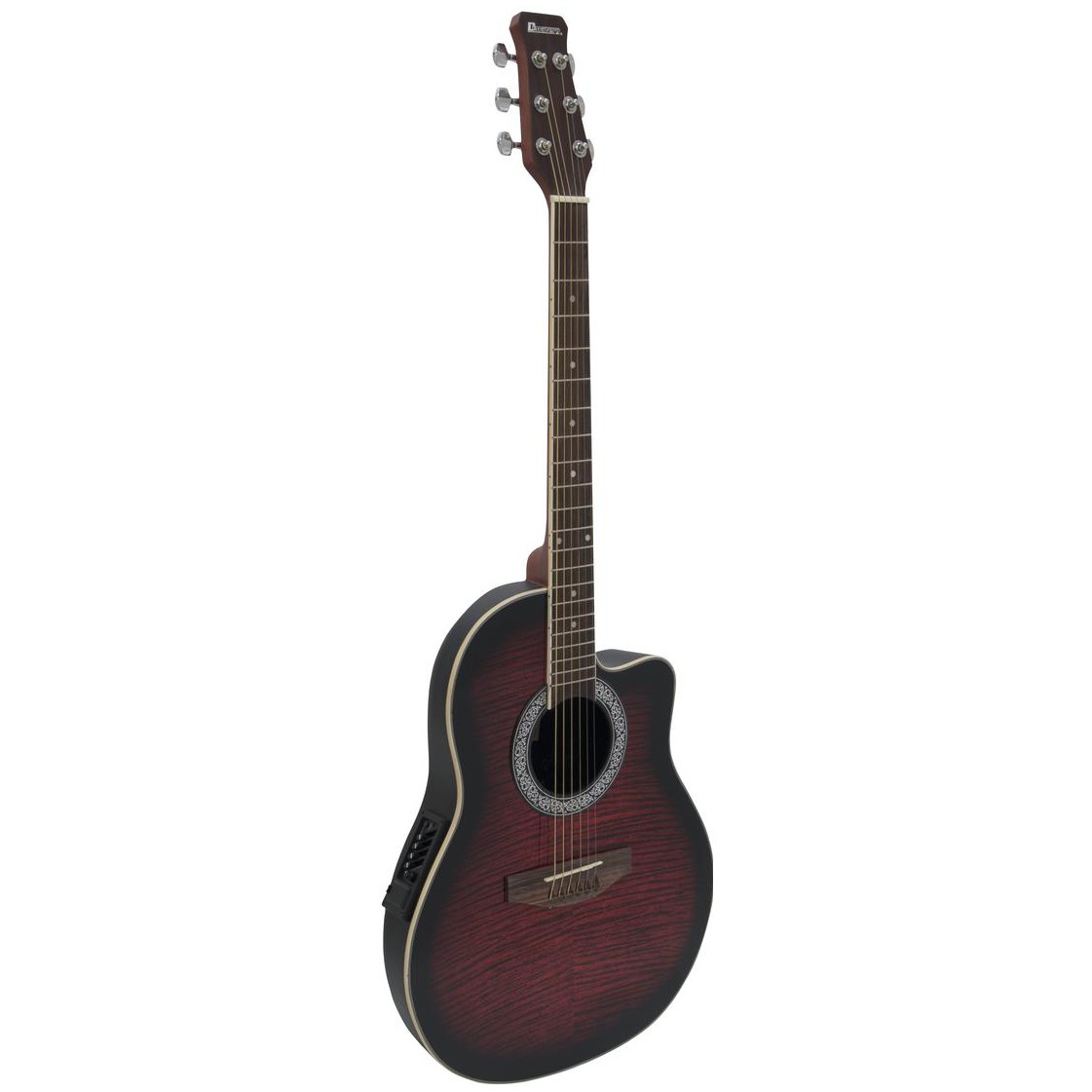 Fotografie Dimavery RB-300, elektroakustická kytara typu Ovation, stínovaná červená