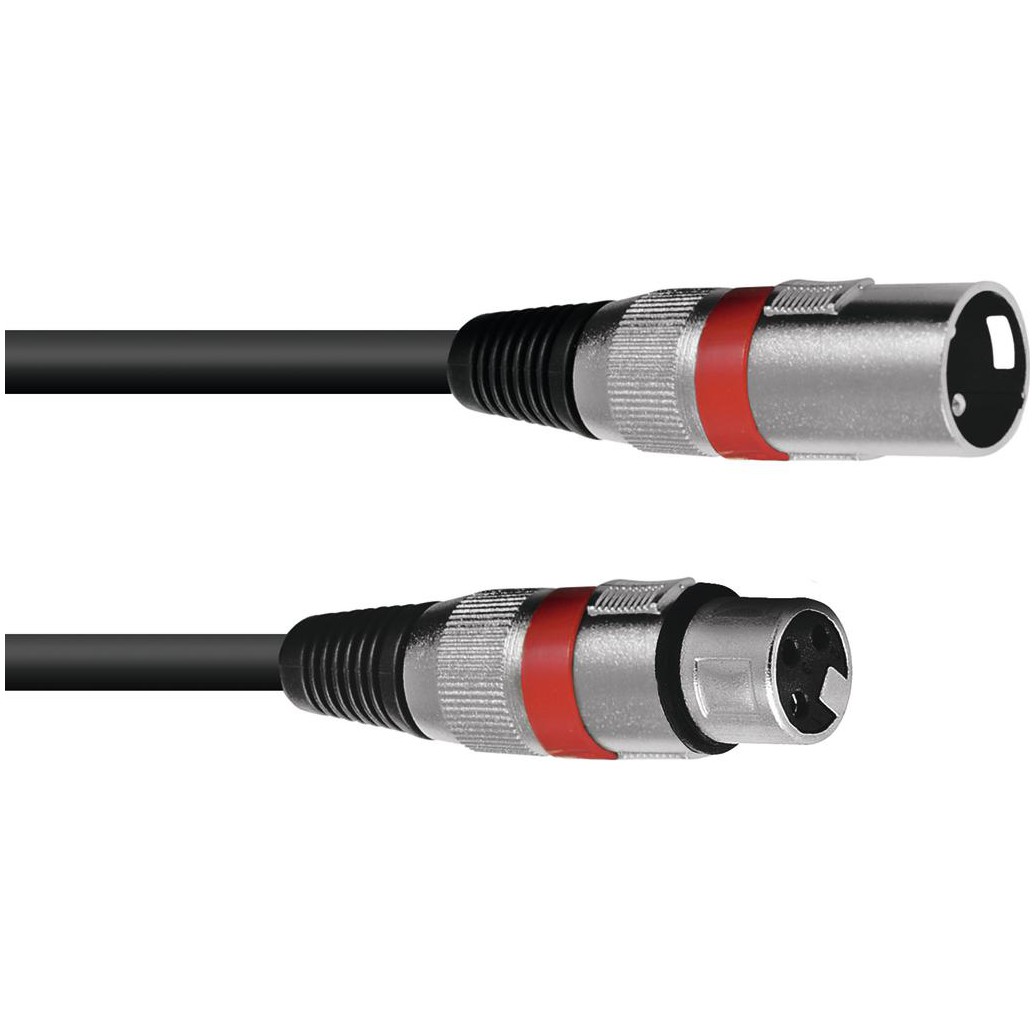 Kabel MC-100R, zástrčka - zásuvka, XLR, symetrický, červený, 10m