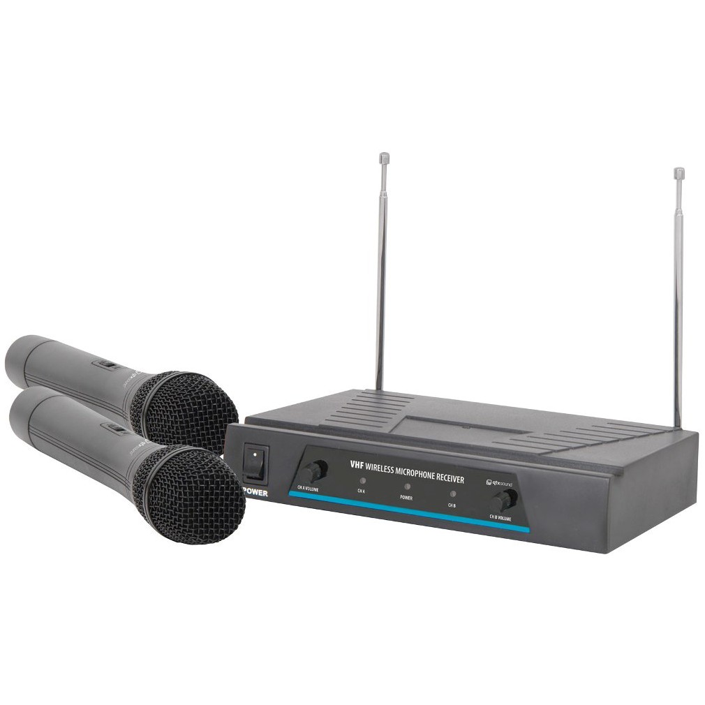 Fotografie QTX VHF-2, bezdrátový mikrofon, 2 kanálový, 173,8 + 174,8 MHz