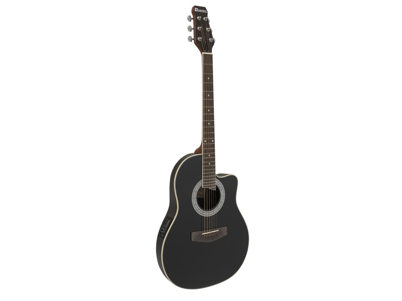 Dimavery RB-300 elektroakustická kytara typ roundback s výkrojem, černá