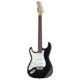 Stagg S300LH-BK, elektrická kytara levoruká, černá