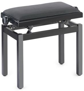 Klavírní stolička nastavitelná Černá matná, černý samet
