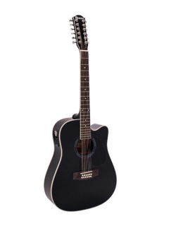 Dimavery DR-612 Westernová elektroakustická kytara12-strunná, černá