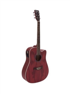 Dimavery JK-500 Westernová elektroakustická kytara s výkrojem, červená