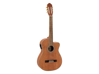 Dimavery CN-300 klasická elektroakustická kytara s výkrojem, mahagon
