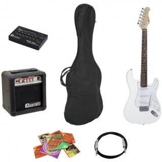 Dimavery EGS-10X elektrická kytara bílá, set