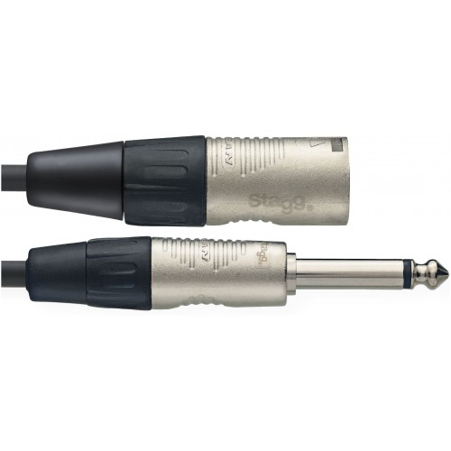 Stagg NAC1PXMR, XLR samec - Jack 6,3 mm samec mono, délka 1 m