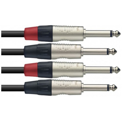 Stagg NTC3PR, kabel dvojitý mono JACK/JACK, 3m