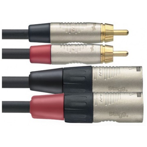 Stagg NTC3CMXMR Dvojitý kabel, RCA/XLR (m/m), 3 m