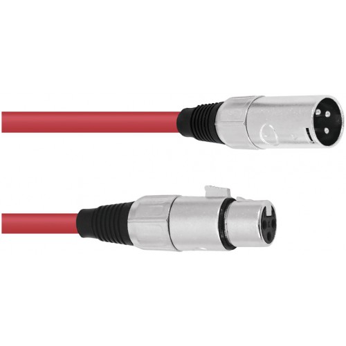 Kabel mikrofonní XLR-XLR 3pin, délka 5m, červený