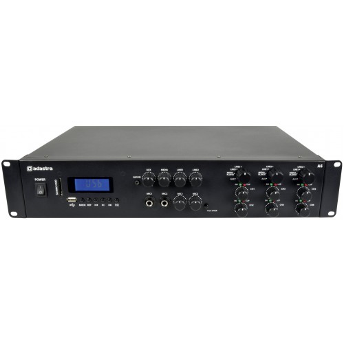 Adastra A6, mixážní 3-zónový zesilovač 6x 100W, BT/MP3/FM